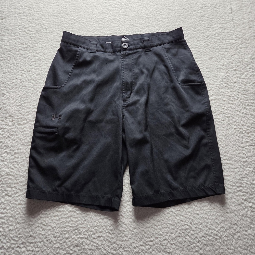 Under‎ Armour Shorts Mens 31 Black Microfiber Chino Flat Front 10 Inseam Casual